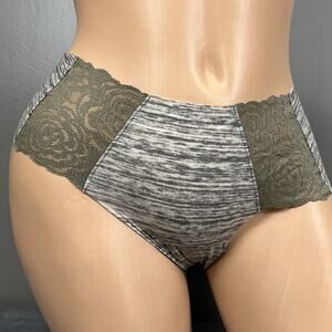 Victoria's Secret PINK Hipster Panty Size Medium Stretch Lace Green Heathered